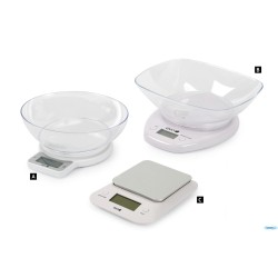 BILANCIA CUCINA DIGITALE 1G-5KG  BIANCA CON BACINELLA TRASPARENTE 033423