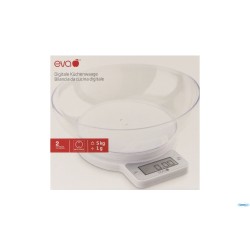 BILANCIA CUCINA DIGITALE 1G-5KG  BIANCA CON BACINELLA TRASPARENTE 033423