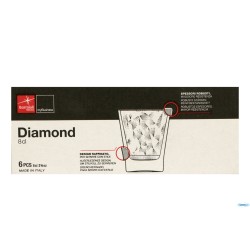DIAMOND TRASPARENTE-CONFEZIONE 6 BICCHIERI CAFFEINO CL.8