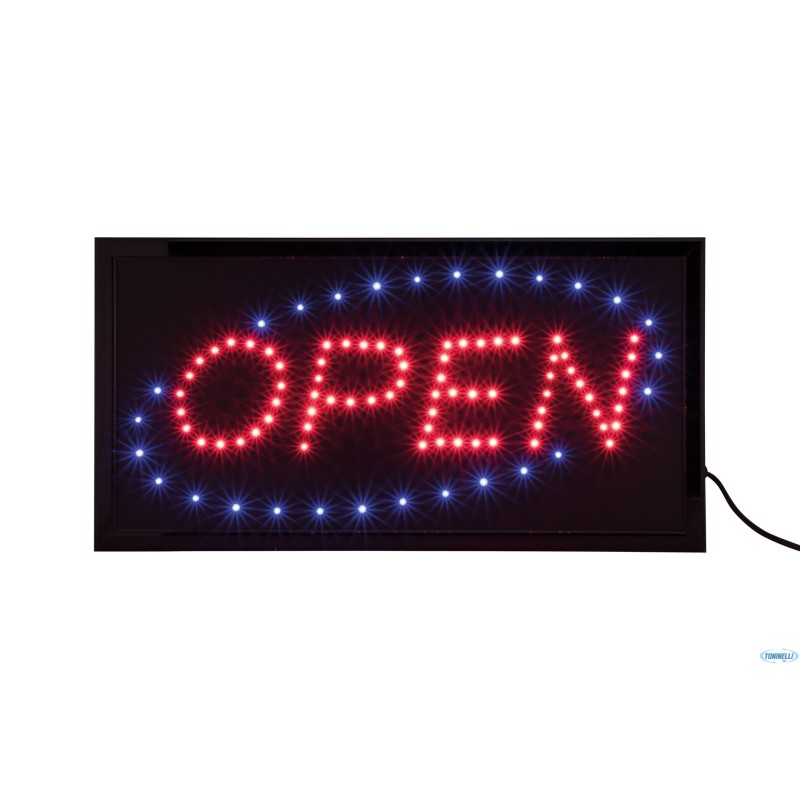 INSEGNA LUMINOSA A LED CON SCRITTA OPEN CM 48X24X2 LS-OPEN INSEGNA LUMINOSA A LED CON SCRITTA OPEN CM 48X24X2 LS-OPEN
