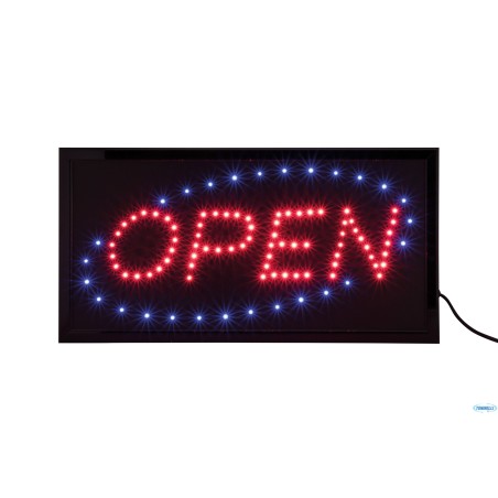 INSEGNA LUMINOSA A LED CON SCRITTA OPEN CM 48X24X2  LS-OPEN