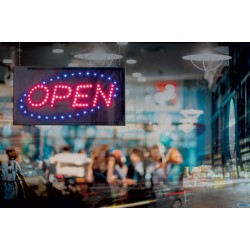 INSEGNA LUMINOSA A LED CON SCRITTA OPEN CM 48X24X2  LS-OPEN