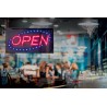 INSEGNA LUMINOSA A LED CON SCRITTA OPEN CM 48X24X2  LS-OPEN