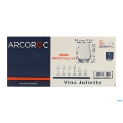 JULIETTE-CONFEZIONE 6 BICCHIERI CL 40 H 110 Ø 88 MM FORMA ALTA