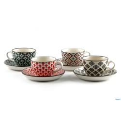 MOSAIK-CONFEZIONE 4 TAZZE THE CON PIATTO CL.16 DECORI ASSORTITI  RH8621L-S4