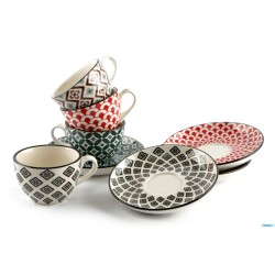 MOSAIK-CONFEZIONE 4 TAZZE THE CON PIATTO CL.16 DECORI ASSORTITI  RH8621L-S4