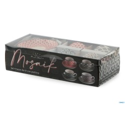 MOSAIK-CONFEZIONE 4 TAZZE THE CON PIATTO CL.16 DECORI ASSORTITI  RH8621L-S4