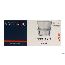 NEW YORK-CONFEZIONE 6 BICCHIERI IMPILABILI  CL.25 TEMPERATI L7339