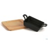 PROFESSIONAL THINK-CASSERUOLA GHISA QUADRA CM.12,5X12,5 CON BASE LEGNO YY085-1