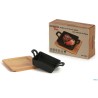 PROFESSIONAL THINK-CASSERUOLA GHISA QUADRA CM.12,5X12,5 CON BASE LEGNO YY085-1