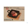 PROFESSIONAL THINK-CASSERUOLA GHISA QUADRA CM.12,5X12,5 CON BASE LEGNO YY085-1