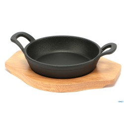 PROFESSIONAL THINK-CASSERUOLA 2 MANICI GHISA TONDA CM.16 CON BASE LEGNO YY8051