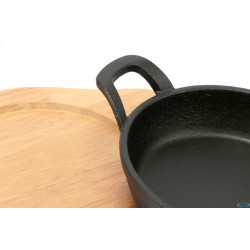 PROFESSIONAL THINK-CASSERUOLA 2 MANICI GHISA TONDA CM.16 CON BASE LEGNO YY8051