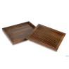 TAGLIERE GN 2/3 35,4 X 32,5 CM, H: 3,5 CM LEGNO DI NOCE (OLIATO) CON VASSOIO RACCOLTA ESTRAIBILE