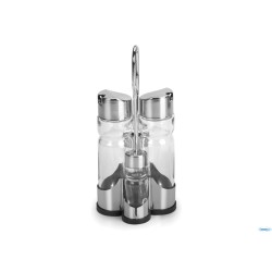 VINAGR SALEROS QUESE - MENAGE PARIS 4 PZ IN VETRO ED ACCIAIO INOX 3697