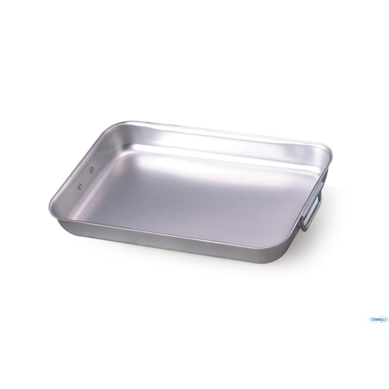 ROSTIERA RETTANGOLARE 3 MM  ANGOLI TONDI CON MANIGLIE SNODATE INOX 40X28 H 10