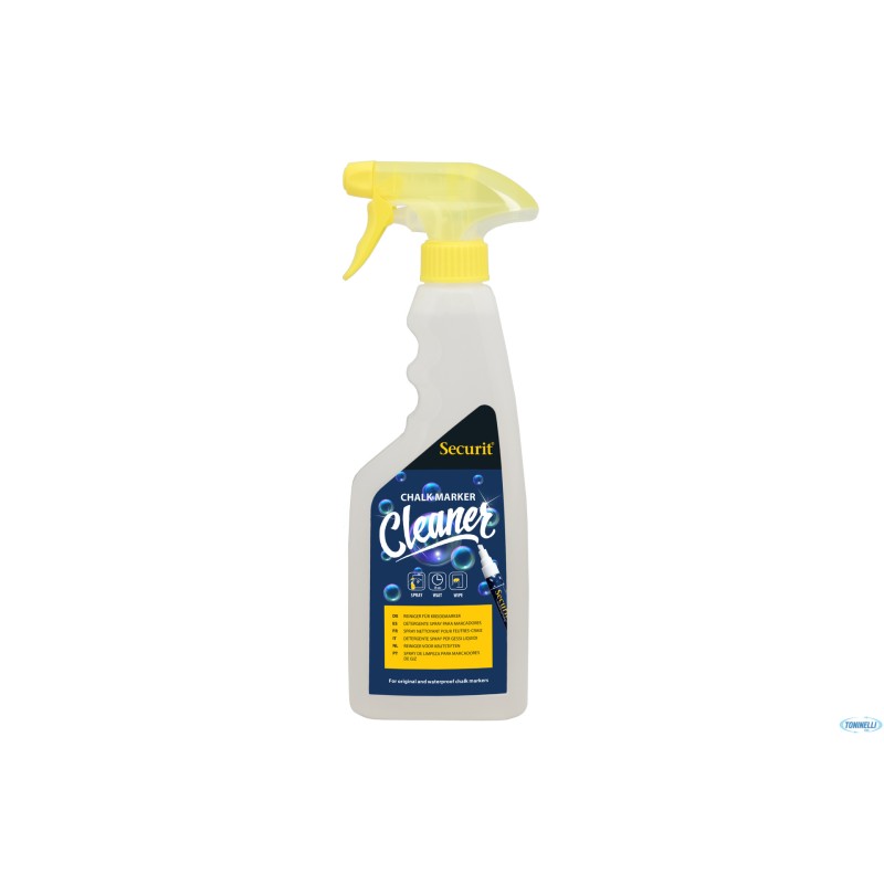 DETERGENTE SPRAY PER LA RIMOZIONE DEI PENNARELLI A GESSO LIQUIDO RESISTENTI ALL'ACQUA, 500 ML SECCLEAN-KL DETERGENTE SPRAY PER LA RIMOZIONE DEI PENNARELLI A GESSO LIQUIDO RESISTENTI ALL'ACQUA, 500 ML SECCLEAN-KL