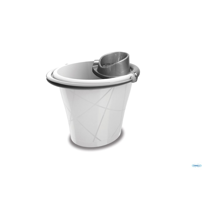 SECCHIO OVALE CON STRIZZATORE CM 35X39X36 BIANCO
