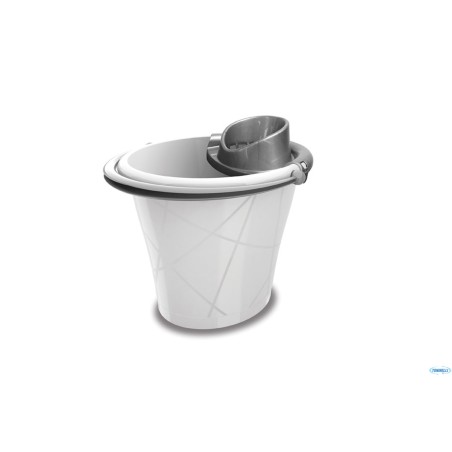 SECCHIO OVALE CON STRIZZATORE CM 35X39X36 BIANCO