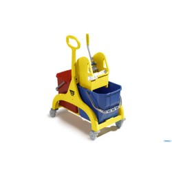 CARRELLO DA LAVORO NICK  CON MANICO A OMBRELLO 6185  DUE VASCHE DA 25 LITRI CIASCUNA
