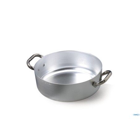 CASSERUOLA BASSA 3 MM ALLUMINIO 2 MANIGLIE INOX  CM.40 H 21 LT 26 SENZA COPERCHIO