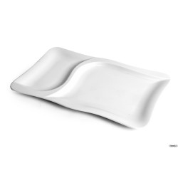 GOURMET-PIATTO PORCELLANA BIANCO RETTANGOLARE 2 SCOMPARTI CM.37X24  3646