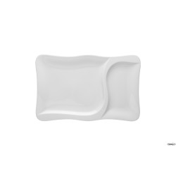 GOURMET-PIATTO PORCELLANA BIANCO RETTANGOLARE 2 SCOMPARTI CM.37X24  3646