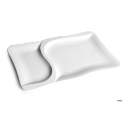 GOURMET-PIATTO PORCELLANA BIANCO RETTANGOLARE 2 SCOMPARTI CM.37X24  3646