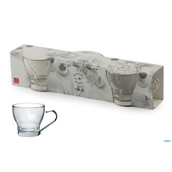 OSLO PUNCH - CAFFE  CONFEZIONE 3 BICCHIERI CL.11 MANICO ACCIAIO INOX TEMPERATO
