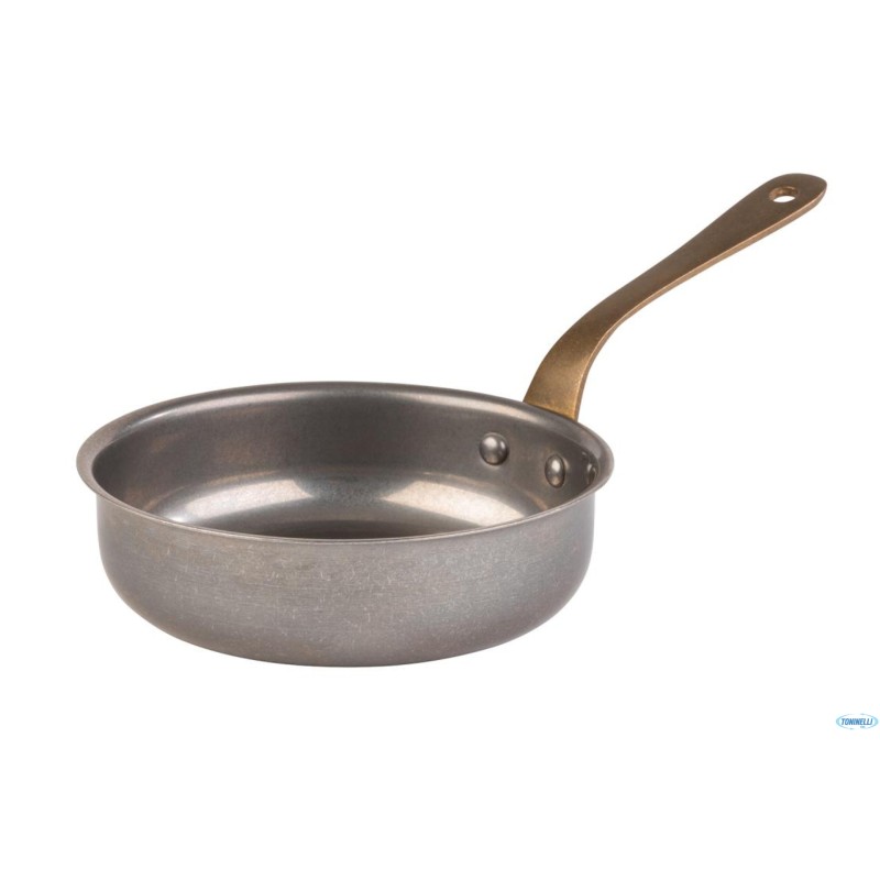 SNACKHOLDER- MINI PADELLA INOX CM 14  H 4 LT 0,4 EFFETTO VINTAGE