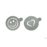 SET DA 2 STENCIL IN ACCIAIO INOX PER DECORARE IL CAPPUCCINO A FORMA DI CUORE E DI SMILE CM 10,5X12,4X0,1   STN-SS-CO