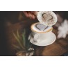 SET DA 2 STENCIL IN ACCIAIO INOX PER DECORARE IL CAPPUCCINO A FORMA DI CUORE E DI SMILE CM 10,5X12,4X0,1   STN-SS-CO