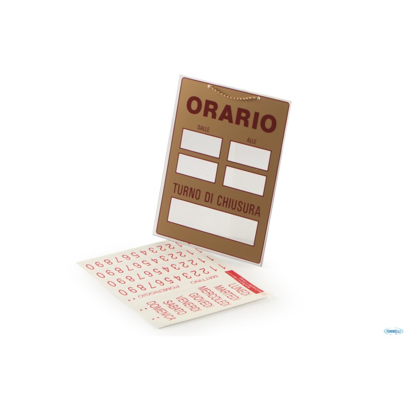 TARGA PLASTIFICATA ORARIO-TURNO CHIUSURA TARGA PLASTIFICATA ORARIO-TURNO CHIUSURA