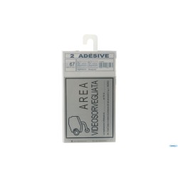 CONFEZIONE 2 TARGHE ADESIVE AREA VIDEOSORVEGLIATA CM 15X12
