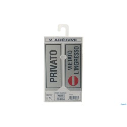 CONFEZIONE 2 TARGHE ADESIVE STAMPATE CM 15X6 PRIVATO-VIETATO INGRESSO