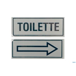 CONFEZIONE 2 TARGHE ADESIVE STAMPATE CM 15X6 TOILETTE-FRECCIA
