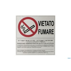 CONFEZIONE 2 TARGHE ADESIVE STAMPATE VIETATO FUMARE CM 19,5X19,5