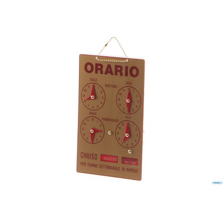 TARGA PLASTIFICATA ORARIO APERTURA CM 12,5X20