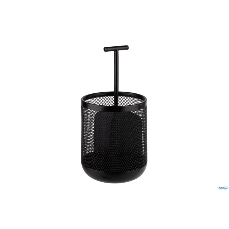DART- CESTINO IN METALLO A 3 COMPARTIMENTI DIAMETRO CM 12 H 25 NERO, INSERTI IN SILICONE