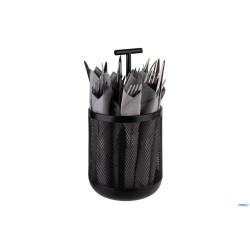 DART- CESTINO IN METALLO A 3 COMPARTIMENTI DIAMETRO CM 12 H 25 NERO, INSERTI IN SILICONE