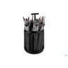 DART- CESTINO IN METALLO A 3 COMPARTIMENTI DIAMETRO CM 12 H 25 NERO, INSERTI IN SILICONE