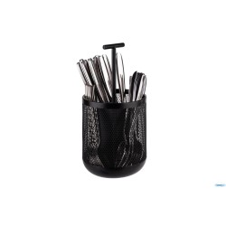 DART- CESTINO IN METALLO A 3 COMPARTIMENTI DIAMETRO CM 12 H 25 NERO, INSERTI IN SILICONE