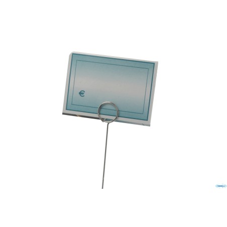 SET 15 COPRICARTELLINI TRASPARENTI IN PLASTICA CM. 7X5 CON 15 PUNTE INOX CM.7,5 E 100 CARTONCINI