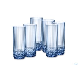 AMERICA '20S BLU ZAFFIRO CONFEZIONE DA 6 BICCHIERI LONG DRINK CL 40 H.15,8 DIAMETRO 6,8 122158