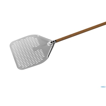 WOODTECH - PALA PIZZA RETTANGOLARE FORATA CM 36X36 MANICO CM 150