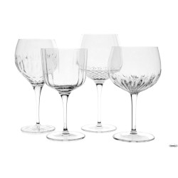 GIN - SET 4 CALICI  GIN  BACH GIN 60CL- DIAMANTE 65CL- ROMA GIN 80CL -MIXOLOGY GIN TONIC 80CL