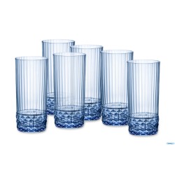 AMERICA '20S BLU ZAFFIRO CONFEZIONE DA 6 BICCHIERI COOLER PER COCKTAIL CL 49 H.16,2 DIAMETRO 7,35 122154