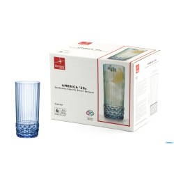 AMERICA '20S BLU ZAFFIRO CONFEZIONE DA 6 BICCHIERI COOLER PER COCKTAIL CL 49 H.16,2 DIAMETRO 7,35 122154