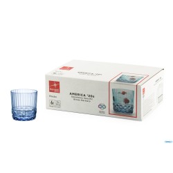 AMERICA '20S BLU ZAFFIRO CONFEZIONE DA 6 BICCHIERI ROCKS CL 30 H.8,35 DIAMETRO 8,35 122156