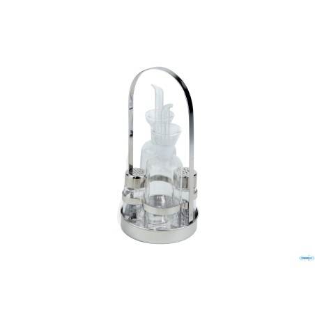 EASY MENAGE 4 PEZZI OLIO-ACETO-SALE E PEPE (CON AMPOLLE INCLUSE) INOX CM.12